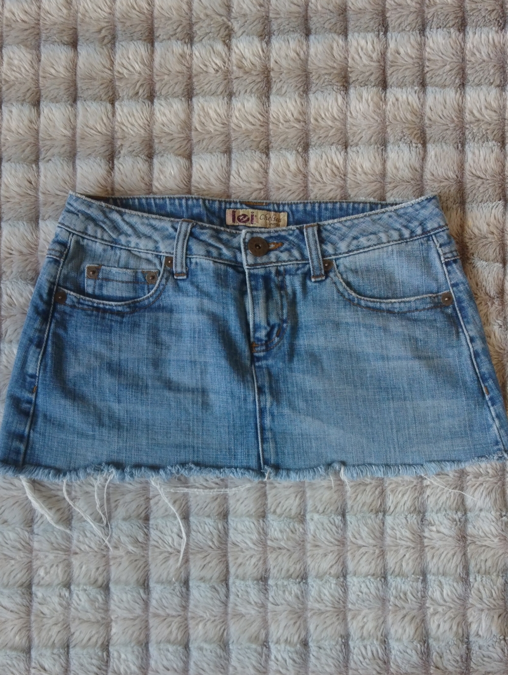 Lei Light Blue Washed Denim Micro Mini Skirt